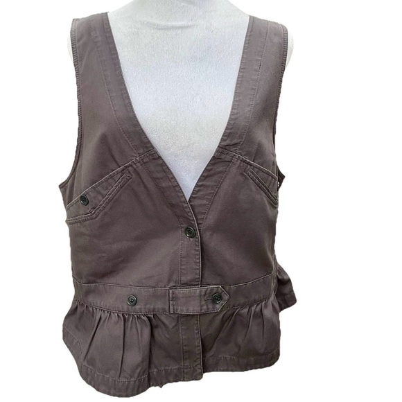 Wrap UK Tops - Wrap London Gray Cotton Top Women 41" Bust‎ Ruffle Sleeveless Pocket V Neck Read
